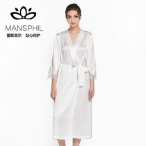  Mansfield silk mulberry silk romantic home bathrobe loose and comfortable long sexy silk nightgown female summer