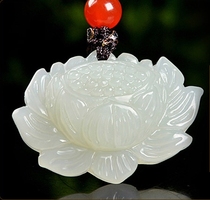 Natural jade pendant Xinjiang Hotan white jade lotus pendant lotus pendant pendant jade lotus flower pendant