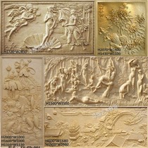 Custom sandstone relief background wall imitation copper figure round carving party building Court revolutionary sculpture garden flower pot column pier