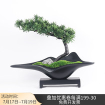 New Chinese style simple eternal moss green plant Welcome pine bonsai Sales office model room Front desk coffee table Floral ornaments