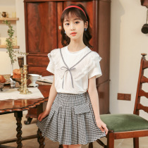 Britains next blbl2022 new girl summer clothing two sets of children short sleeve plexus skirts