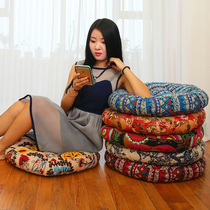 Thickened round cushion cotton linen window mat tatami fat mat fabric worship mat Tea Building yoga mat
