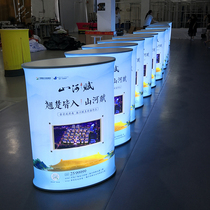 Lifting light table Factory automatic telescopic hydraulic folding light box installation-free LED reception desk Promotional exhibition table