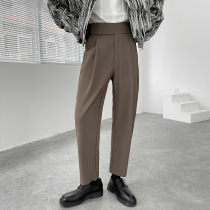 Autumn ins light ripening style retro straight trousers mens loose casual hanging trousers wide legs Velcro trousers tide