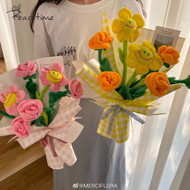 peacetime design sun flower rose Set bundle velvet cloth flowers (Random ribbon)