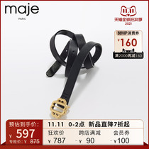 maje2021 autumn and winter new accessories Double M LOGO gold buckle black belt belt MFACE00202