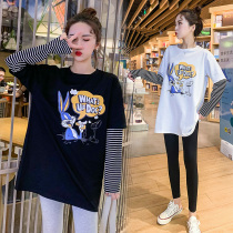 Pregnant women Spring suit fashion out two-piece set spring and autumn coat tide Mother Base shirt long sleeve cotton T-shirt women