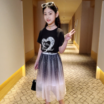 Girls dress suit 2021 summer new net red girl princess skirt childrens clothes fried street childrens clothes