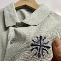 100%cotton high gram heavy embroidery cut label foreign trade export tail single lapel T-shirt mens short sleeve polo shirt