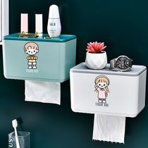 Toilet tissue box toilet paper paper paper wall-mounted paper tube non-punching paper hanging box roll paper storage rack