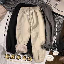 Autumn Winter Pants Mens Plus Suede Thickened Loose Bunches of lamb wool casual pants Chauffins Port Wind Northeastern Big cotton pants