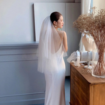 Bridal veil Elegant simple simple white nude yarn Wedding styling travel with crown accessories Wedding with yarn