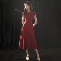 Bridal toast 2022 new wine red wedding back door pitch-dress dress dress normally can wear a lace dress