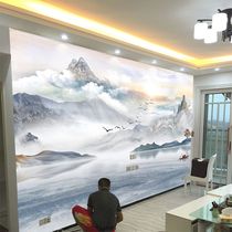 New Chinese TV Background wall Wood-wood fiber integrated wall panel 8D Living room Water ink landscape decoration Atmospheric wall panel