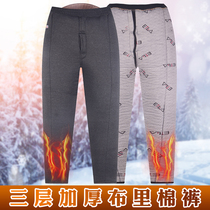 Middle Aged Autumn Winter Thickened Warm Cotton Pants Dad High Waist Plus Mast Code Camel Cotton Pants Winter Anti-Chill Gush Trousers