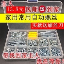 Self-tapping screw screw set household combination DIY screw box M4 screw with expansion rubber plug