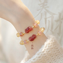 Natural blonde crystal yellow crystal bracelet female high-sense financial transshipment of strawberry crystal string of Goi Wai Design
