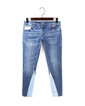 00595 walking old beauty ~ low waist slim slim color with burrs small feet pencil pants Capri pants jeans 0 3