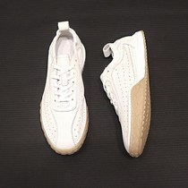 Tide brand first layer cowhide breathable vintage old white shoes 2021 autumn and winter casual fashion thick-soled lace-up board shoes