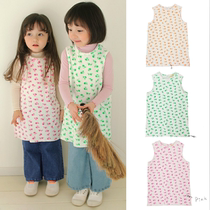 #特价清仓#Korea Amber children small frescoed flowers waistcoat vest with dress 3 color optional