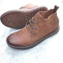 Foreign Trade Men Shoes High Bunch Casual Shoes Head Layer Bull Leather Retro Make Old Soft Leather Beef Tendon Soft Bottom Martin Shoe Spring Autumn Short Boot