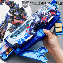 Transformers stationery box 2020 new multifunctional pencil box boys boys trend cool Boys Primary School students with kindergarten children advanced automatic double-layer password toys resistant to fall