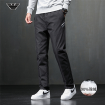 Chiamania warm down pants mens middle-aged winter wear long pants winter clothes thick straight pants tide