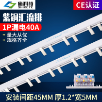  1P leakage protection bus 40A copper 1 2*5 DZ47 air-open connection row 1P N leakage switch bus