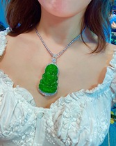 Ice seed Zhengyang green Guanyin jade pendant natural Myanmar a goods 18K gold inlaid Emperor green Bodhisattva pendant
