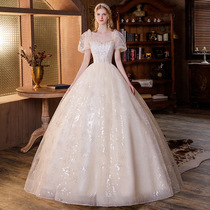 Large size wedding dress 200kg plus fat fat MM slim bride wedding senior Hepburn style dress high temperament