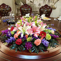 Special price Large hotel table flower decoration flower silk flower decoration flower arrangement Round table flower Electric turntable table flower art