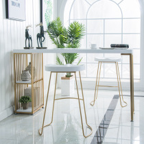 Nordic milk tea shop Jane outdoor table and chair set about solid wood wrought iron bar table Household with wine cabinet High-legged table Light luxury