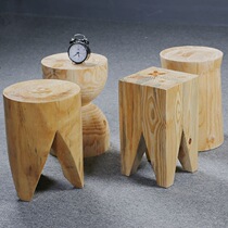 Iron workshop Nordic simple coffee table Solid wood wooden pier low stool Wooden stake Sofa edge a few corners A few tea tables Root carved stool