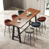 Long table and chair Cafe Creative high foot partition bar American retro restaurant bar table Solid wood natural edge