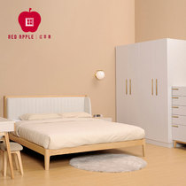Red Apple Furniture Simple Modern Log Color Soft Bed Solid Wood Bed Fabric Bedside A831-1 8