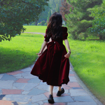 Wine Red Color Betrothed Bride to Fugitive Princess Summer Gown Skirt Woman Little Sub Superior summer dress Red dress