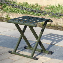 Folding stool portable outdoor ultra-light thickened iron Mazza Folding small stool with backrest Military training Mazza