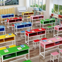 Factory direct schools primary and secondary school students study table training class desks and chairs tutoring double-deck table cram school with drawers