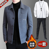 Autumn and winter thick short woolen coat mens 2021 casual business cashmere jacket mens fleece coat