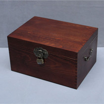 Antique wooden box with lock solid wood large storage box storage box glove box collection box certificate box A4 file box