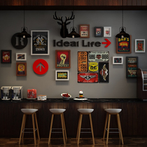 Industrial wind photo wall bar restaurant barbecue hotel cafe retro deer head creative wall decoration wall decoration wall non-punching