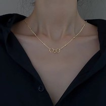 Korean fashion clavicle chain 2021 new temperament light luxury niche design sense simple cold wind necklace women sterling silver