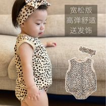 Sleeveless Harness Conjoined Baby Clothes Summer Cute Super Cute Girl Baby Pure Cotton Bag Farted Triangle Khae Suit