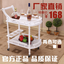 Korean white solid wood dining car trolley wine cart Mobile shelf Mobile tea cart 4S shop exhibition