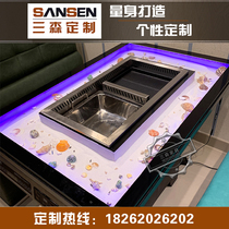 New marble smokeless hot pot table commercial Korean self-service roasted one table and chair factory direct barbecue table