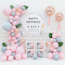Girl boy babys first birthday decoration full moon 100 days 100 days banquet scene decoration Macaron balloon