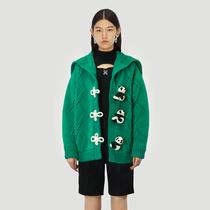 UOOYAA Ugirl 2021 Winter new retro Panda doll disc buckle crochet wool blend cotton jacket jacket