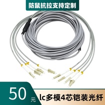 Mouse-proof multi-mode armored fiber optic jumper four 4-6-8-12-core LC-LC to SC FC ST Finished tail cable light brazing