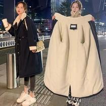 Tide brand counter 2021 Winter new large size thick lamb wool cotton coat women long loose parka coat