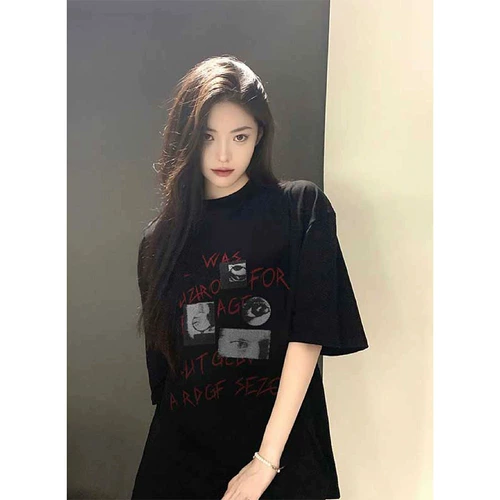 Летняя хлопковая футболка, в американском стиле, европейский стиль, оверсайз